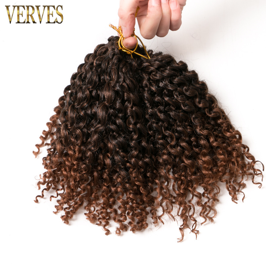VERVES Curly crochet braids hair 90 ׷/, 3 //Ʈ 8 inch synthetic Marley brown ombre braiding hair extentions Blonde